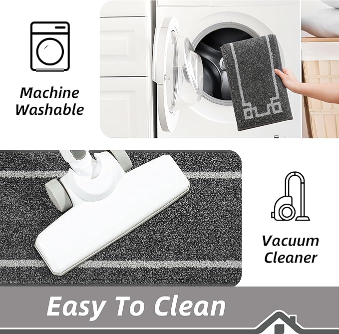 BEQHAUSE Stair Treads for Wooden Steps Non Slip Washable Carpet Stair Treads with Reusable Residue Free Backing Soft Polyester Stair Mats Indoor for Kids Elders and Dogs 9”x28”,4pcs,Dark Grey