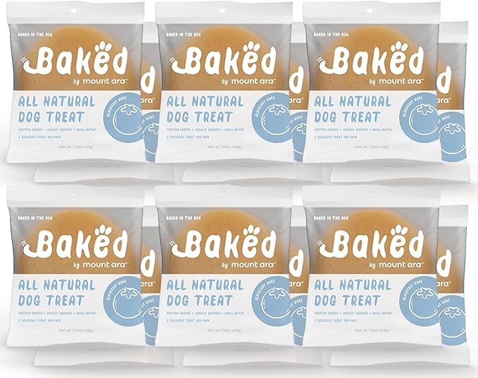 Baked Dog Treats Human Grade (Pack of 12) – Blueberry Dog Treats Individually Wrapped, Individual Wrapped Cookies 1.75 Ounces Each (12 Pack, Blueberry Bake)