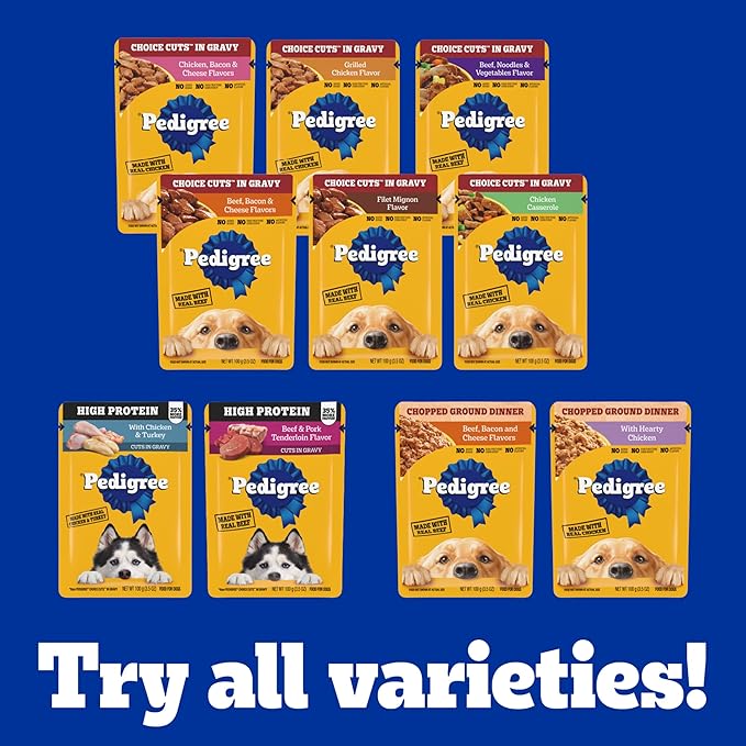 Pedigree Choice Cuts in Gravy Adult Wet Dog Food 30-Count Beef Flavor Variety Pack, 3.5 oz. Pouches