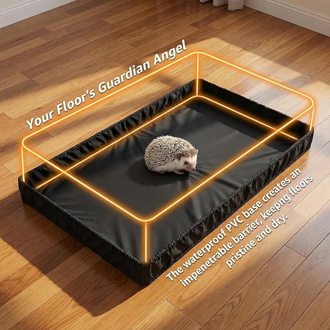 PJYuCien Guinea Pig Cage Liner, Washable Waterproof Base, C&C Cage Bottom Pad, Elastic Cord, Reusable Pad for Rabbits Chinchillas Hedgehogs Ferrets Small Animals, 24"x48"(Not Include Cage)