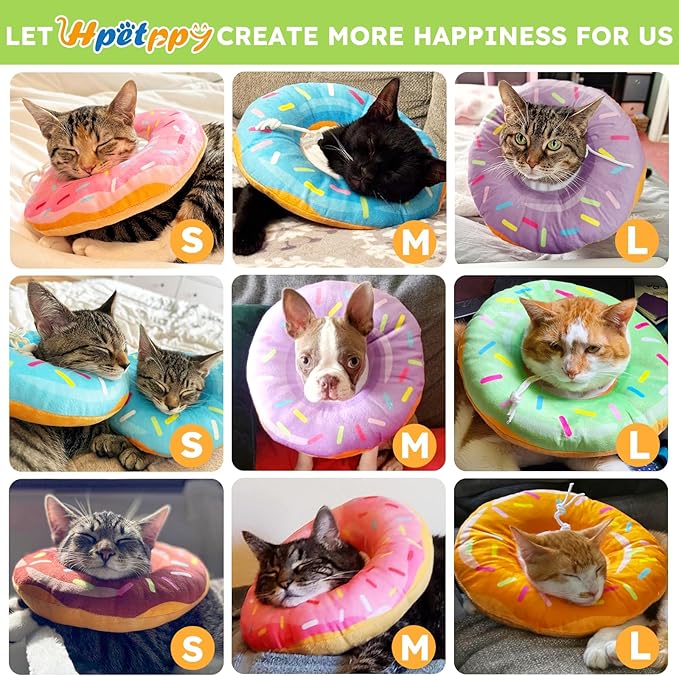 Hpetppy Cat Cone Collar Soft, Cat Recovery Collar for Wound Healing Cute Donut Adjustable Kittens Cones to Stop Licking Comfortable Lightweight Neck Elizabethan Collars for Cats Kittens After Surgery