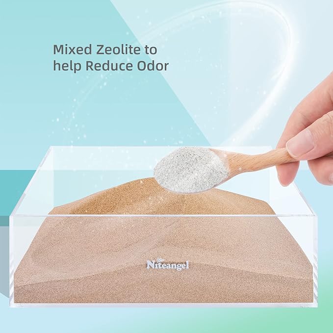 Niteangel Hamster Desert Bath Sand | No-Dust Bath or Potty Litter for Hamsters, Chinchillas, Gerbils, Mice, Degus and Other Small Pets (Desert Sand & Zeolite Particles, 2.5LB/40oz)