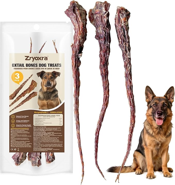 Grass-Fed Beef Tail Bones for Dogs – Durable Chewing Treats, No Additives or Fillers, Supports Teeth & Gum Health,Single Ingredient, Rawhide-Free & Digestible for All Dogs