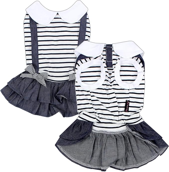 Parisian Pet Preppy Dog Dress - Summer Clothes for Large Dogs Girl - Stylish Sleeveless Pet Outfit - Designer Dog Apparel - Lightweight and Breathable Puppy Clothes - Comfortable Skirt for Dogs
