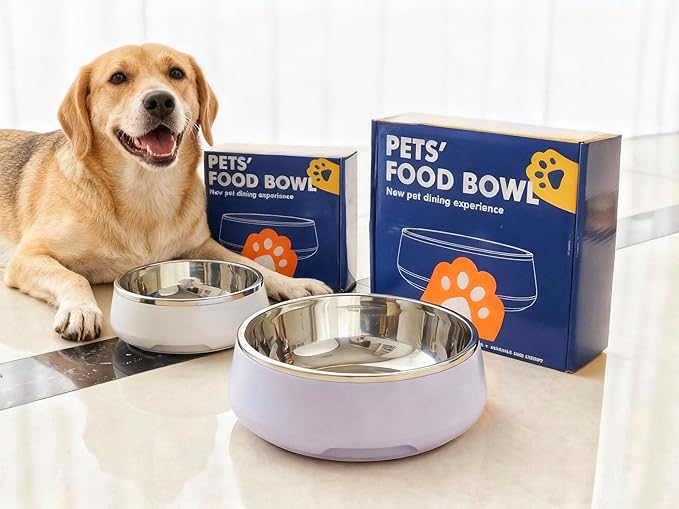 Stainless Steel Dog Bowls,32 oz. Stainless Dog Food Bowls Blue,Insulated Dog Bowl,Non Slip,Dishwasher Safe