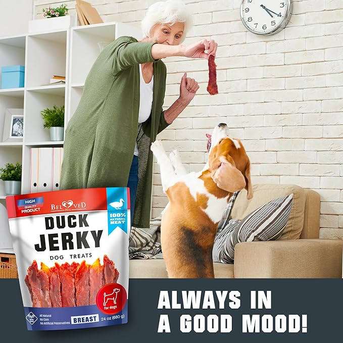 Dog Treats Duck Jerky 1.5 LB – Dog Food & High Protein Chews for Large, Medium & Small Breeds – Natural Healthy Training Strips & Snacks – Human Grade Real Meat – Grain Free, Rawhide Free, Bulk Pack