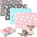 Haull 4 Pcs Waterproof Guinea Pig Bedding Guinea Pig Bed Plush Cage Liners Soft Rabbit Dog Crate Pad Cat Mat Reversible Cozy Animal Pee Pad Hamster Bunny Mat Accessory(Cute Star,18 x 24 Inch)