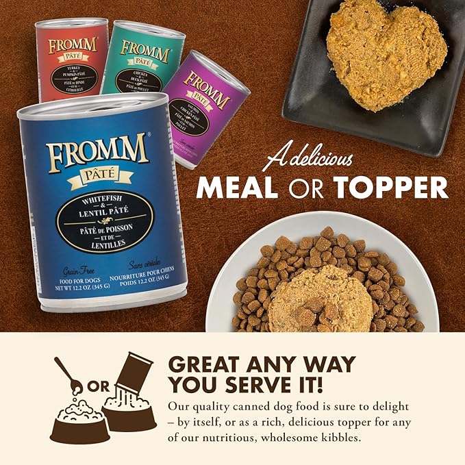 Fromm Whitefish & Lentil Pate Dog Food - Premium Wet Dog Food - Whitefish Recipe - Case of 12 Cans