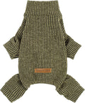 Fitwarm Mock Neck Knited Dog Pajamas, Warm Winter Clothes for Small Dogs Boy Girl, Pet Apparel, Olive Green, XXL