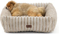 Bedsure ComfyFleece™ Cute Dog Bed for Small Medium Dogs - Washable Furry Puppy Beds, Rectangle Orthopedic Corduroy Fleece Pet Beds with Removable Zipper Cover, 25x21x7inches, Amphora