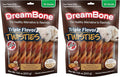 DreamBone Triple Flavor Twisties Chews for Dogs, 25 Count, Treat Your Dog to Rawhide-Free Chews Made with Real Chicken, Beef and Peanut Butter (Pack of 2)