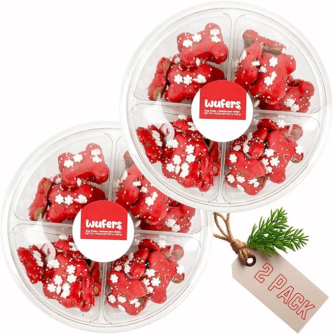 Wufers Pawliday Gourmet Cookie Dog Treats (Sprinkled Bone Platter - Red)