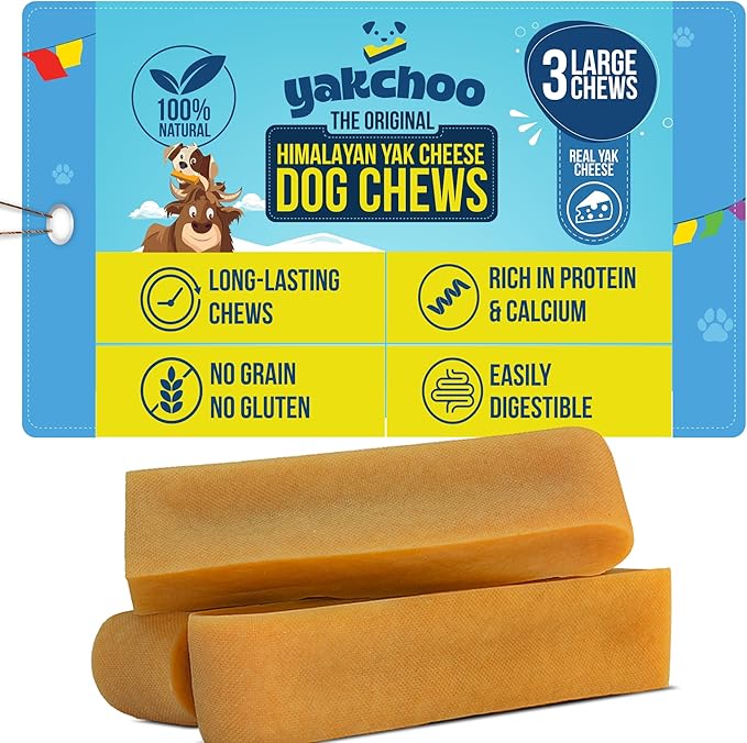 Real Himalayan Dog Chews - (Large - 3 Chews) | 100% All Natural | Dog Treats for Large Breed | Dog Chews Long Lasting for Aggressive Chewers | High Protein | Dental Sticks for Dogs