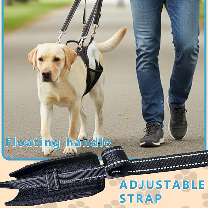 Dual-use Dog Lift Rehab Hareness Canine Sling for Large Pooch Rear Legs and Hip Support,Adjustable and Soft Brace Strap for After ACL Surgery, Helps Senior, Injured and Disabled K9