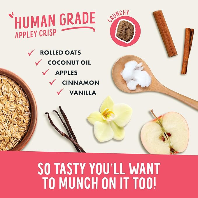 Health Extension Crunchy Munchies Granola Bites Appley Crisp Flavor, Natural Limited Ingredient Dog Treats with Rolled Oats & Coconut Oil, Made in The USA (5oz Bag)