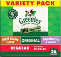 Greenies Veterinarian-Recommended Natural Dental Dog Treats, Dental Chews for Dogs, Regular Size, Variety Pack, (3) 12 oz. Packs, 36 Count