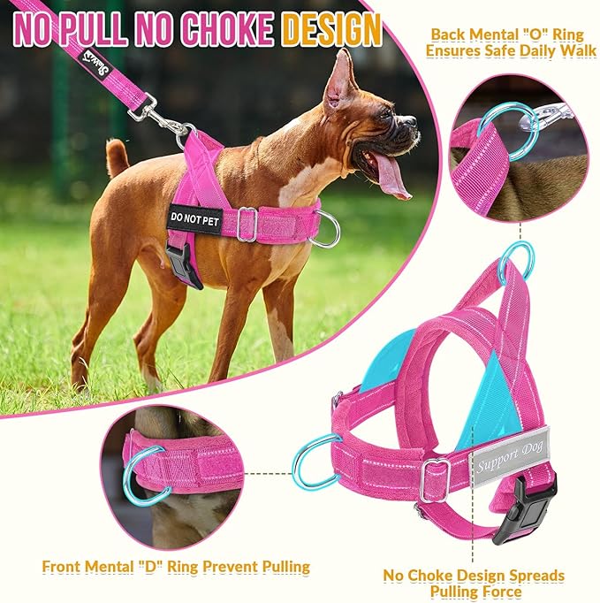 SlowTon No Pull Dog Harness - Heavy Duty Dog Harness and Leash Set for Medium Large Dogs, Reflective Tactical Harness with Soft Padded and Front Clip for Easy Walk and Training （FU, M