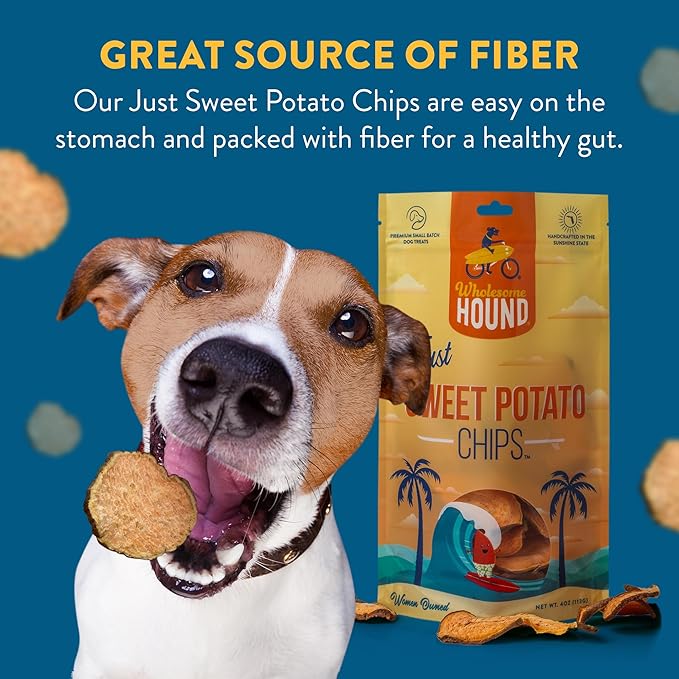 Just Sweet Potato Chips – Single Ingredient Dog Treats, All Natural & Healthy Training Snacks for Small, Medium & Large Breeds, Puppies – High Protein, Made in US - 4oz