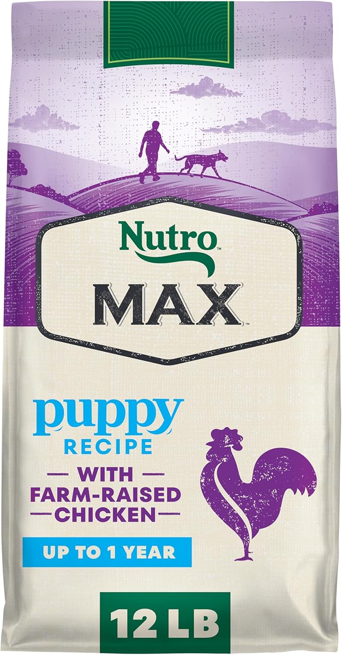 Nutro MAX Puppy Recipe Dry Dog Food with Farm-Raised Chicken, Dog Food Dry Puppy Kibble, 12 lb. Bag