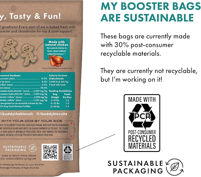 Buddy Biscuits Boosters 5 oz. Bag of Hip and Joint Soft Chews Dog Treats Made with Natural Chicken
