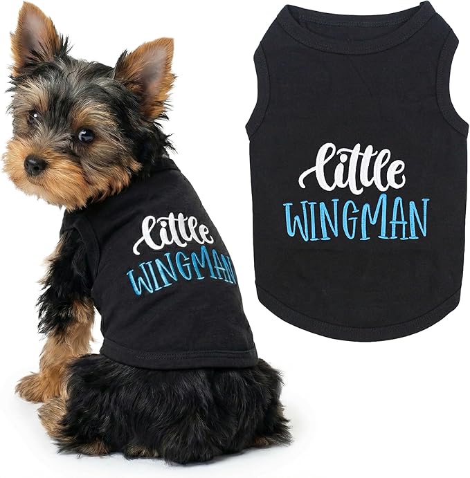 Parisian Pet Dog Shirt – 100% Cotton Shirts for Small Dogs – Sleeveless Black Puppy Vest – Lightweight and Breathable Pet Apparel – Funny Summer Boy Dog Clothes - Stretchy Cute T Shirts for Dogs