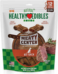 Nylabone Healthy Edibles Natural Dog Chews Long Lasting Meaty Center Beef Flavor Treats for Dogs, Small (12 Count)