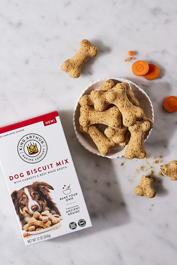 King Arthur Dog Biscuit Mix, Beef Bone Broth & Carrot, Homemade Dog Treats, 12 Oz