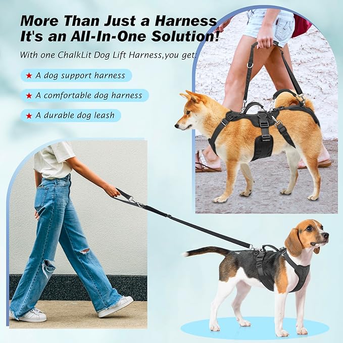 Dog Lift Harness for Large/Medium Dogs, Dog Support & Recovery Sling for Full-Body & Hind/Front Leg – Pee-Able Design – All-in-One Ideal Assistance for Senior, Disabled, Arthritic & ACL Canines (L)