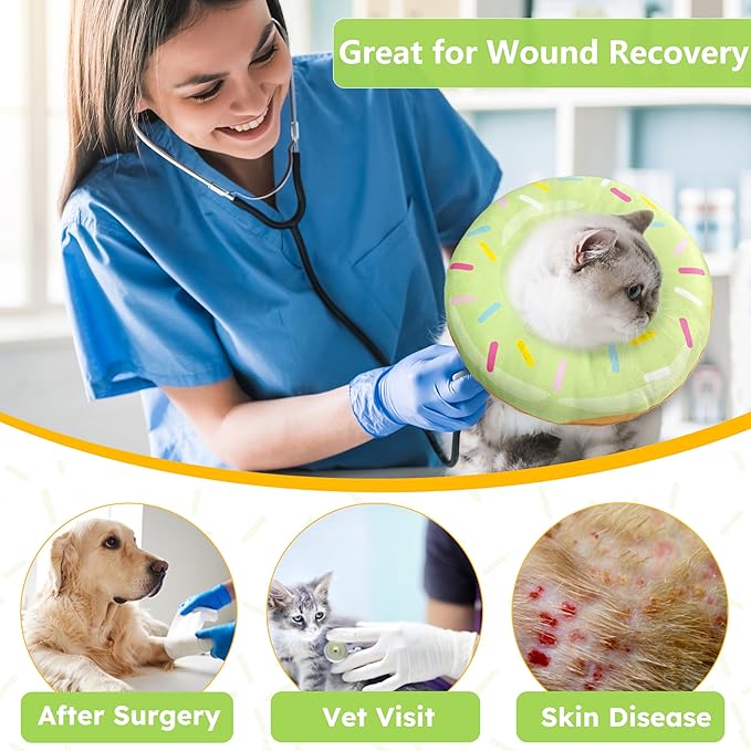 Hpetppy Cat Cone Collar Soft, Cat Recovery Collar for Wound Healing Cute Donut Adjustable Kittens Cones to Stop Licking Comfortable Lightweight Neck Elizabethan Collars for Cats Kittens After Surgery