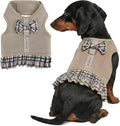 Parisian Pet Plaid Khaki Dog Harness Dress - Breathable No Pull Puppy Dress with Leash Ring - 100% Mesh Fabric Harnesses for Dogs - Soft Padded Step in Pet Vest - Dog Harness for Large Sized Dogs