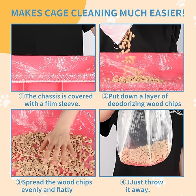 100 Pcs Disposable Cage Liners 19.7'' X 11.8'' - Clear, Plastic Toilet Film for Bunny, Hamster, Totoro, Hedgehog, Guinea Pig & Small Animal Habitats