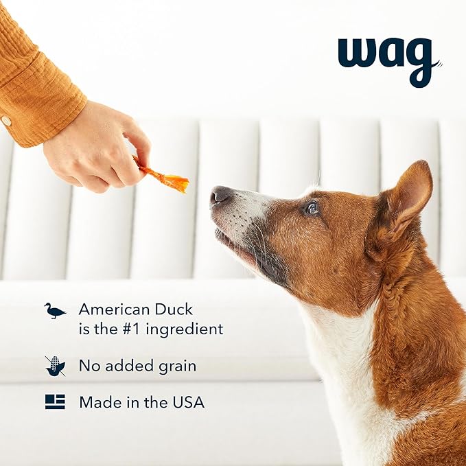 Amazon Brand - Wag Soft & Tender American Jerky Dog Treats – Duck Bites, 16 Ounce (Pack of 1)