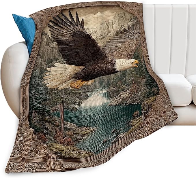 Bald Eagle Throw Blanket Eagle Stuff Gifts for Kids Girls Boys Adults Women Men Soft Cozy Warm Plush Fluffy Fuzzy Fleece Blanket Decor 40''X50''