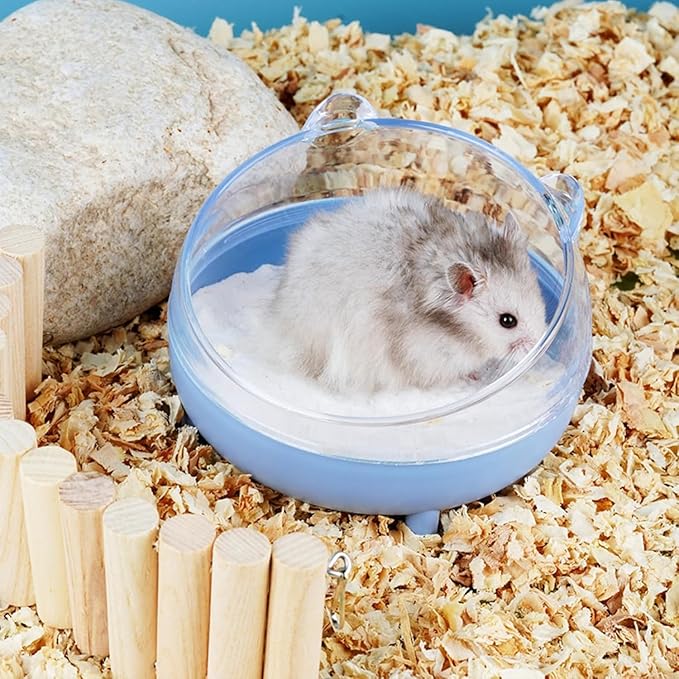 Meow&Woof Hamster Sand Bath Container, Large Sandbox Toilet Gerbil Batheoom, Tiny Chinchilla Dust Bathtub Sand Bath Box for Hamster Cage Accessories 6.5 Inch-Pink