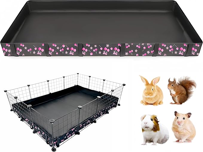 DZWLKJ Guinea Pig Cage Liner,Washable Tarp Bottom Base,Cherry Graphic,36"x48", Reusable for Rabbit, Chinchilla, Hedgehog, Ferret & Other Small Animals.