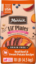 Merrick Lil’ Plates Grain Free Dry Dog Food For Small Dogs, Texas Beef And Sweet Potato Kibble With Raw Bites - 10.0 lb. Bag