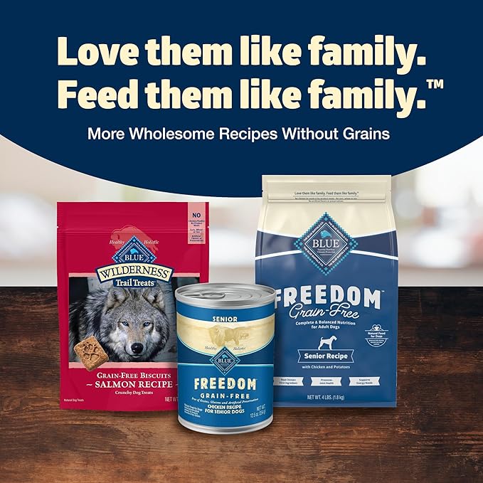 Blue Buffalo Freedom Grain-Free Senior Dry Dog Food, Provides Energy to Stay Active, Made in the USA with Natural Ingredients, Chicken & Potatoes, 4-lb Bag