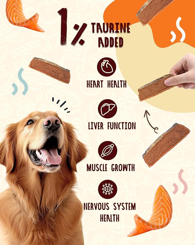 PAWUP Salmon Dog Treats, Smoked Salmon Jerky with Fish Skin, Salmon and Duck Recipe, High Protein Snacks, Natural Omega 3-6, Low in Fat with Taurine, 12.5 oz (15-20 PCS)