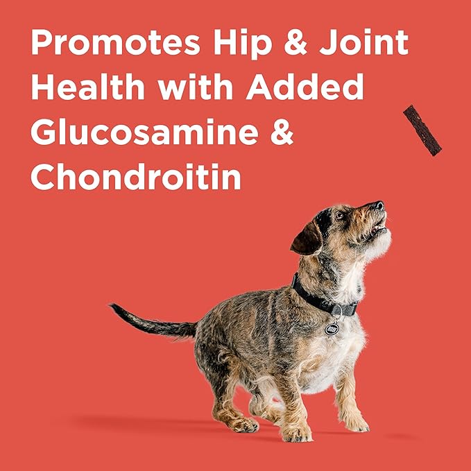 BIXBI Hip & Joint Support Beef Lung Jerky Dog Treats, 5 oz - USA Made Grain Free Dog Treats - Glucosamine, Chondroitin for Dogs - High in Protein, Antioxidant Rich, Whole Food Nutrition, No Fillers