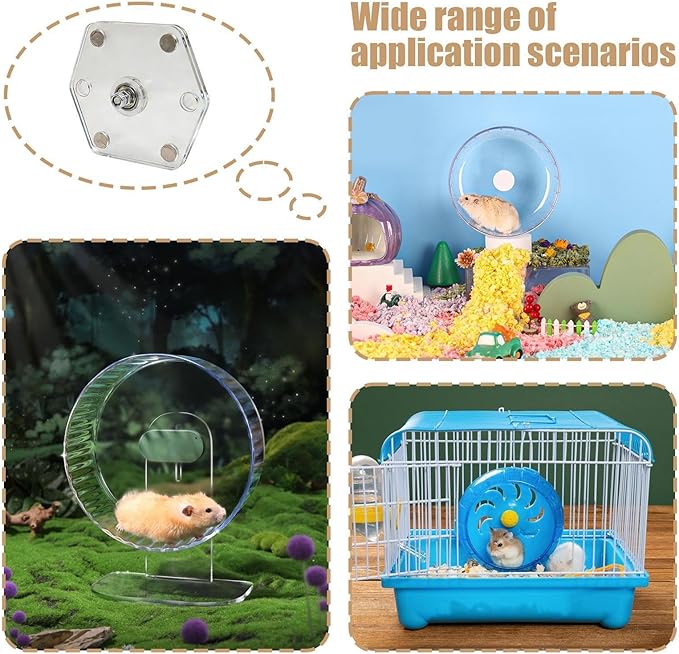 Hamster Running Wheel - Small Pet Spinner | Strong Magnet Exercise Wheel for Hamsters, Ferrets, Squirrels, Chinchillas, Hedgehogs, Hermit Crabs, Bearded Pets, Indoor Activity & Fitness Toy