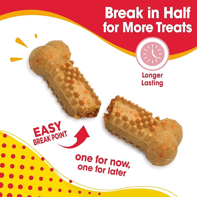 Nylabone Nubz Flavor Bursts Natural Dog Chews for Small Dogs, Long Lasting Chew Bones Made in the USA, Grain-Free Dog Treats, Bacon & Cheese Flavor, for Dogs Over 30 lbs. (20 Count)