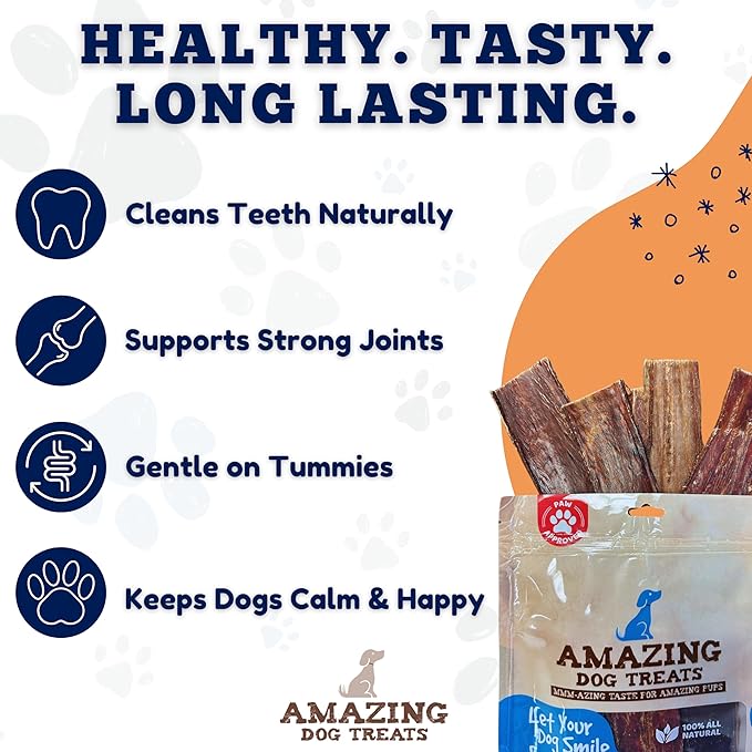 Amazing Dog Treats - Beef Esophagus Jerky for Dogs (5-6 Inch - 50 Pc/Pack) - Gullet Dog Chews