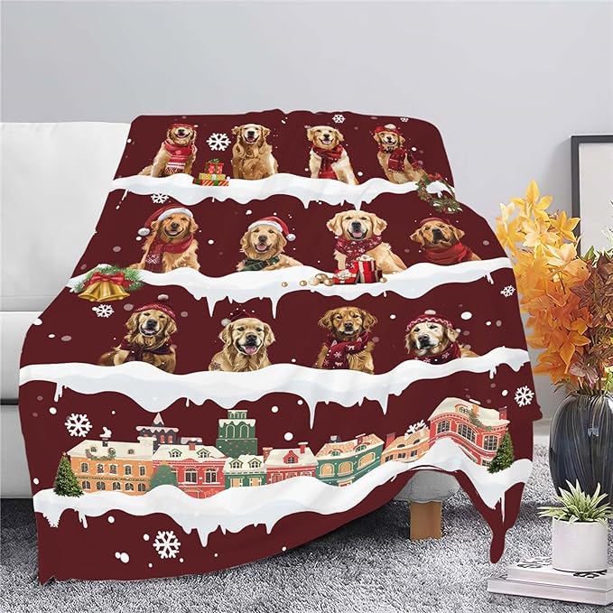 Golden Retriever Throw Blanket Golden Retriever Dog Christmas Stuff Gifts for Kids Girls Boys Adults Women Man Soft Cozy Warm Plush Fluffy Fuzzy Fleece Blanket Decor 40''X50''