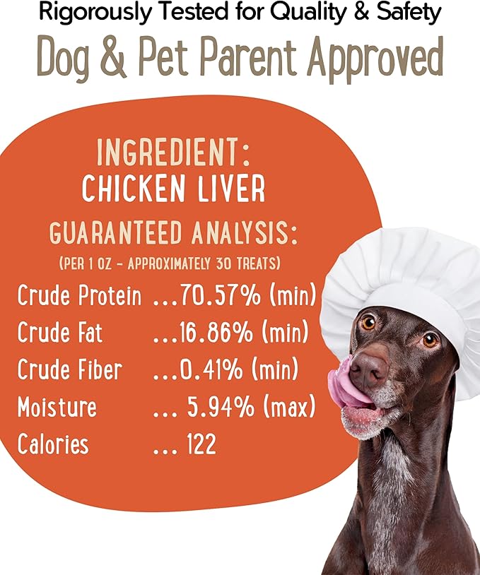 Freeze-Dried Chicken Liver Dog Treats | High-Protein Puppy Training Treats for Small, Medium, & Large Dogs | Grain-Free, All-Natural Pet Snacks | Made in The USA
