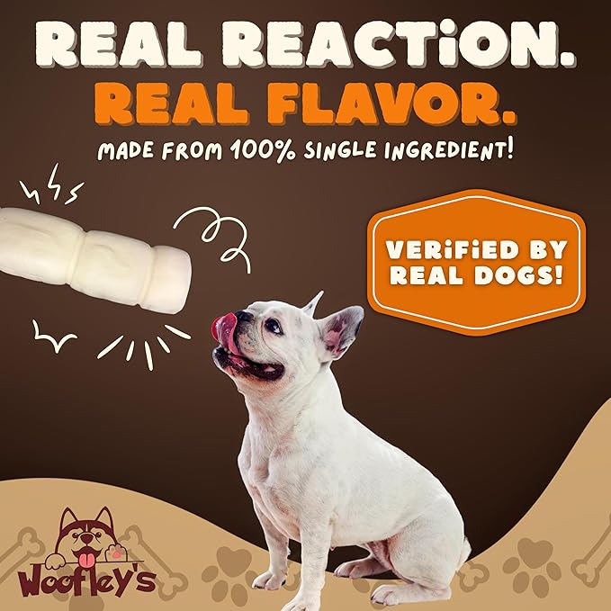 Woofley's 9-10" Buffalo Beef Cheek Roll - (5 Count)- Beef Cheek Rolls for Dogs - Long Lasting Natural Dog Chews