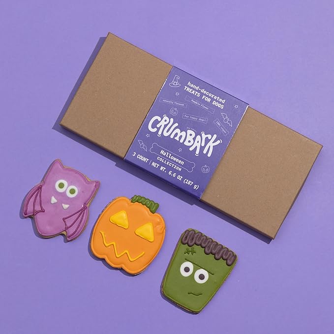 Monster Gift | Hand-Decorated Dog Cookies – 3 Pack in Gift Box | Extra Large Dog Treats 62g Cookie, Monster Biscuits, Vegan Snacks for Dogs, Gifts for Dogs