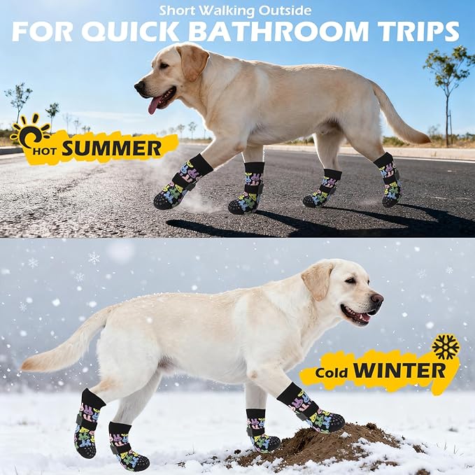 EXPAWLORER Anti Slip Dog Socks to Prevent Licking Paws, Dog Shoes for Hot Pavement, Dog Booties for Small Medium Large Senior Dogs, Traction Control Boots & Paw Protectors for Hardwood Floors Easter L