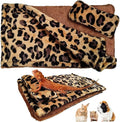 WATFOON Reptile Sleeping Bed with Pillow and Blanket, Bearded Dragon Tank Accessories Sleeping Bag with Blanket Pillow Cotton Nest Shelter Couch for Guinea Pig Rat Hamster