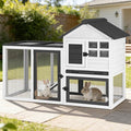 GUTINNEEN Rabbit Hutch Outdoor Rabbit Cage Indoor 51.6" L Waterproof Bunny Cage with Chew-Proof Ramp and Lockable Doors for Indoor Outdoor Use Black and White