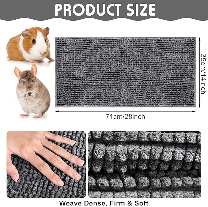 Amylove 4 Pcs Guinea Pig Cage Liner Washable Fleece Pee Pads Pet Dog Cat Bedding Training Mat for Small Animal Guinea Pig Puppy Bunny Hamster(14 x 28 Inch,Rectangular,Dark Gray)